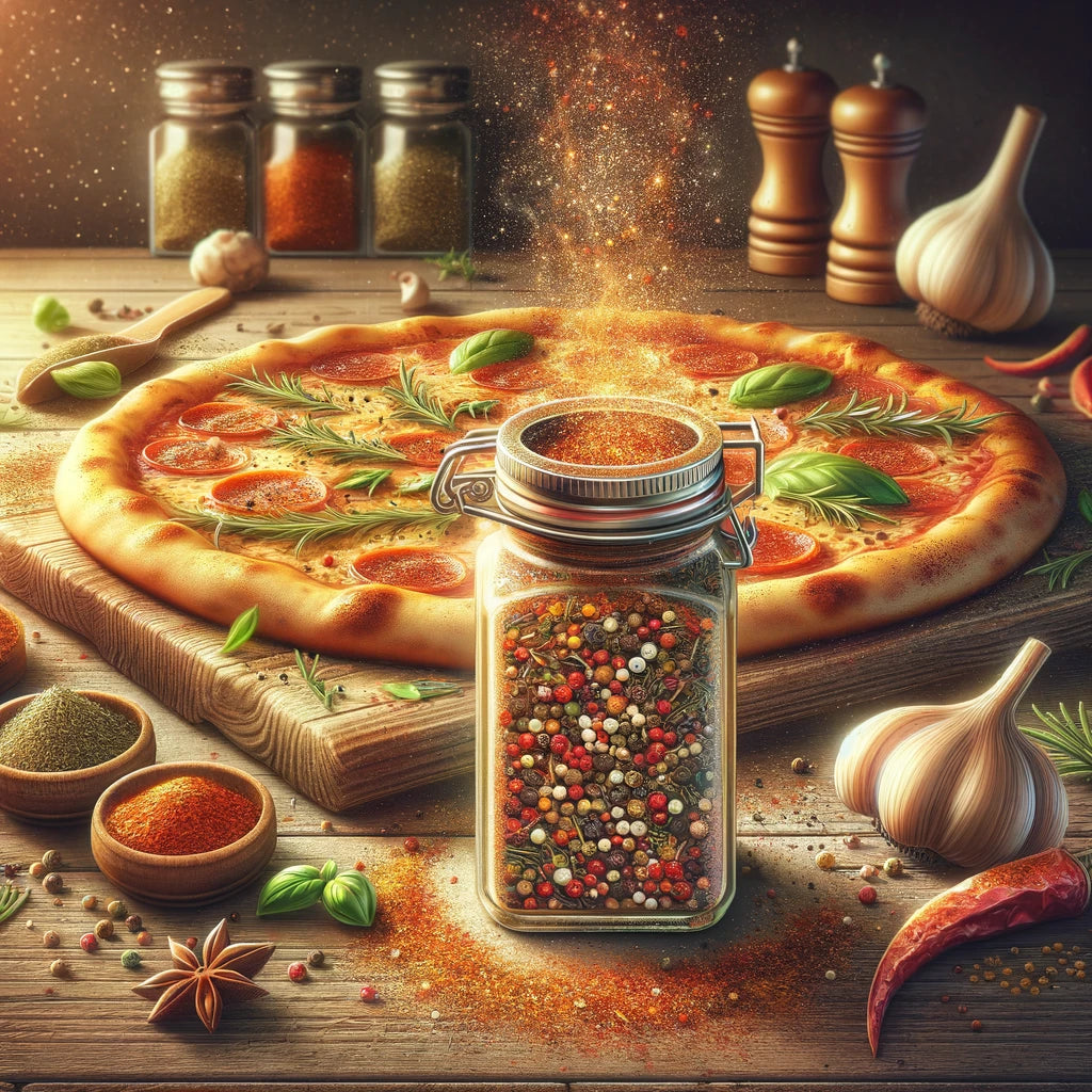 Pizzagewürz - das Geheimnis hinter jeder großartigen Pizza. Bild KI-generiert.