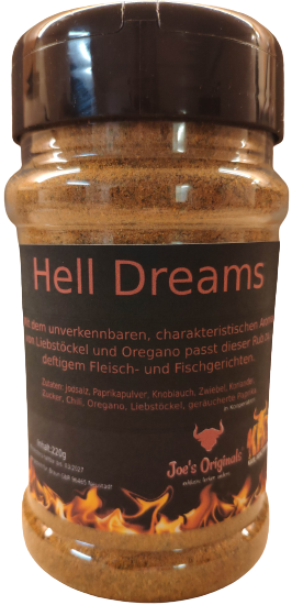 Karl-Heinz Drews - Hell Dreams - BBQ Grillgewürz für Geflügel im praktischen Streuer 220g - BBQ-Rub - Gewürzmischung zum Grillen - joes-originals.de